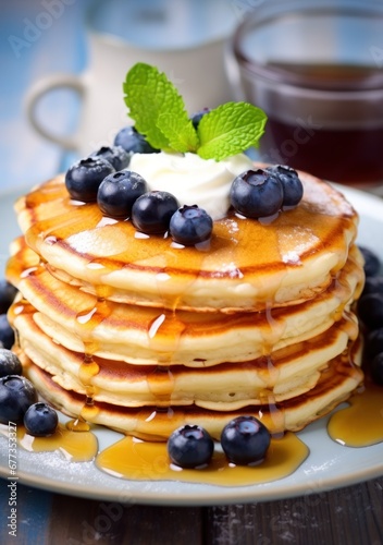 pancakes with blueberries pancakes and honey