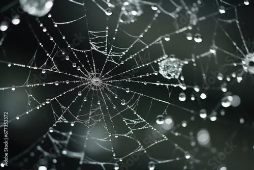 Crystal snowflakes on a spider’s web
