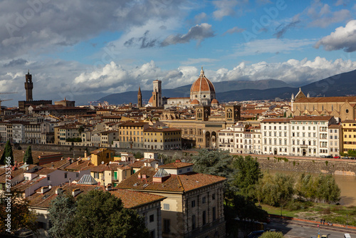 Photo with the panorama of the medieval city of Florence in the region of Tuscany, Italy © romeof