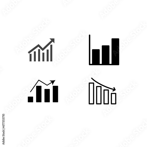 Set of black business diagram chart icons on white background