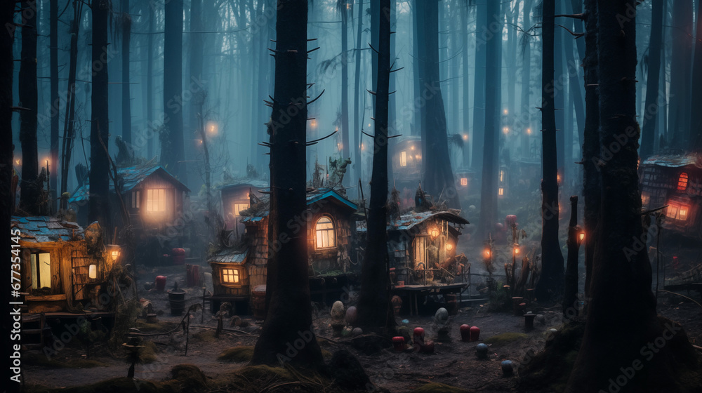 Mysterious town in the forest