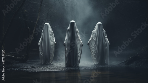 Three mysterious figures