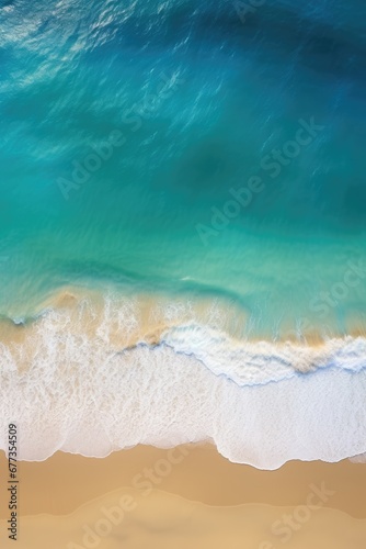 Aerial view of beautiful sand beach with tide and colors. Abstract background.