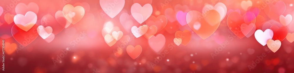 A red and pink background with many hearts. Generative AI.