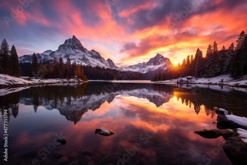 Breathtaking sunrise over majestic mountains