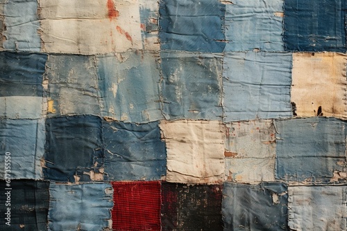 Distressed fabric of an old, cherished quilt photo