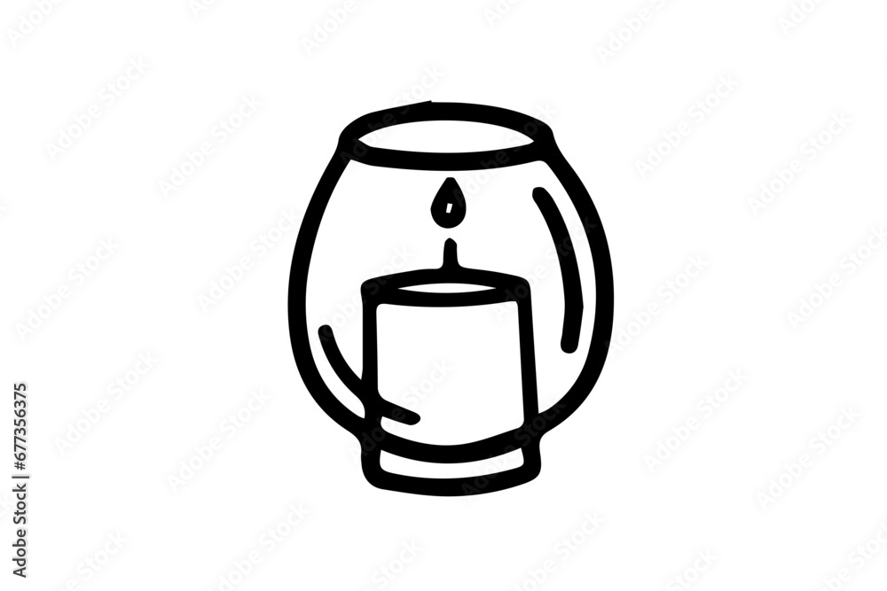 Burning candle in doodle style Burning candle in doodle style
