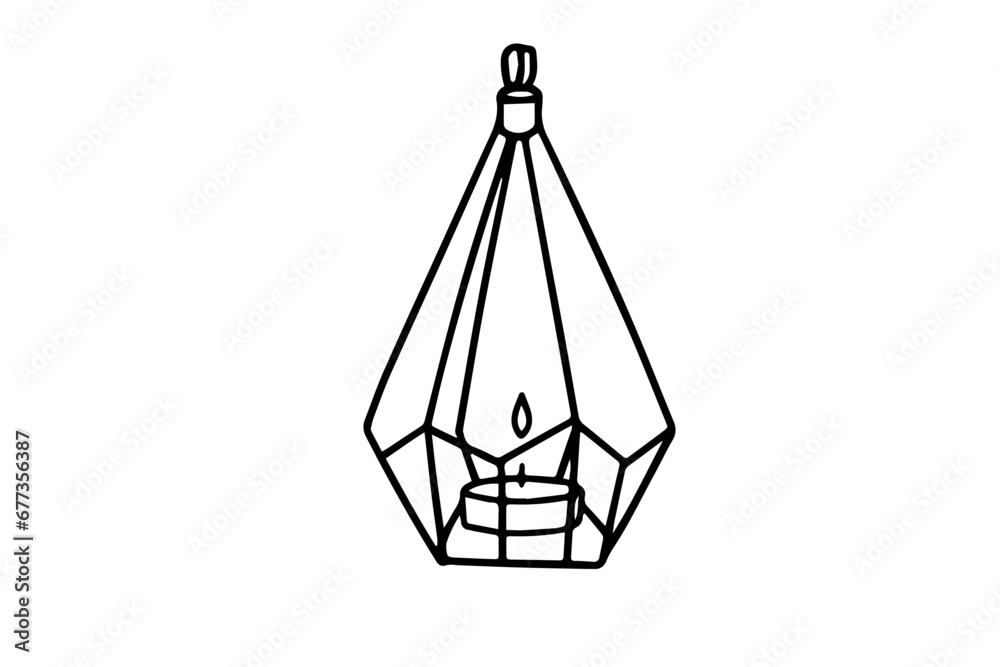 Burning candle in doodle style