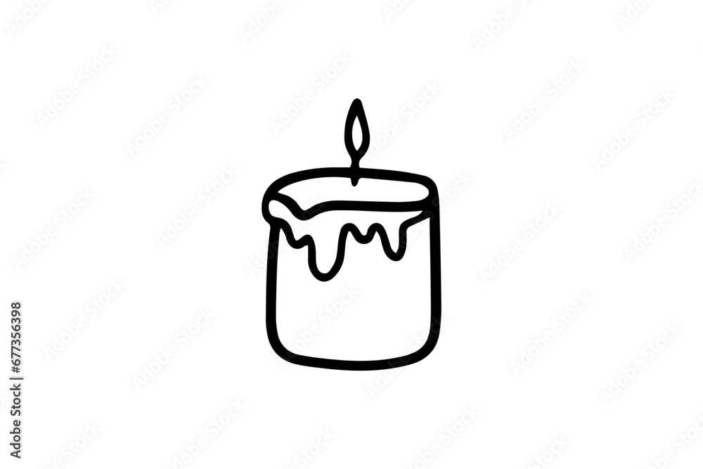 Burning candle in doodle style