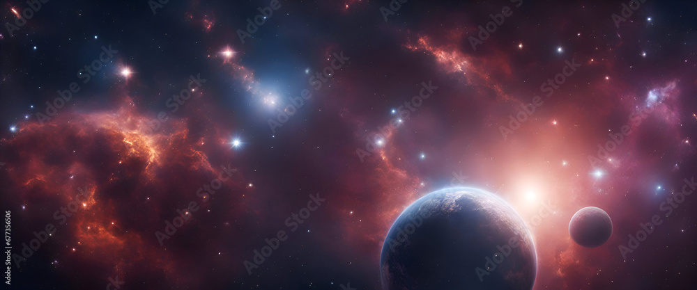 Planets and galaxy. science fiction wallpaper. Beauty of deep space. Billions of galaxies in the universe Cosmic art background