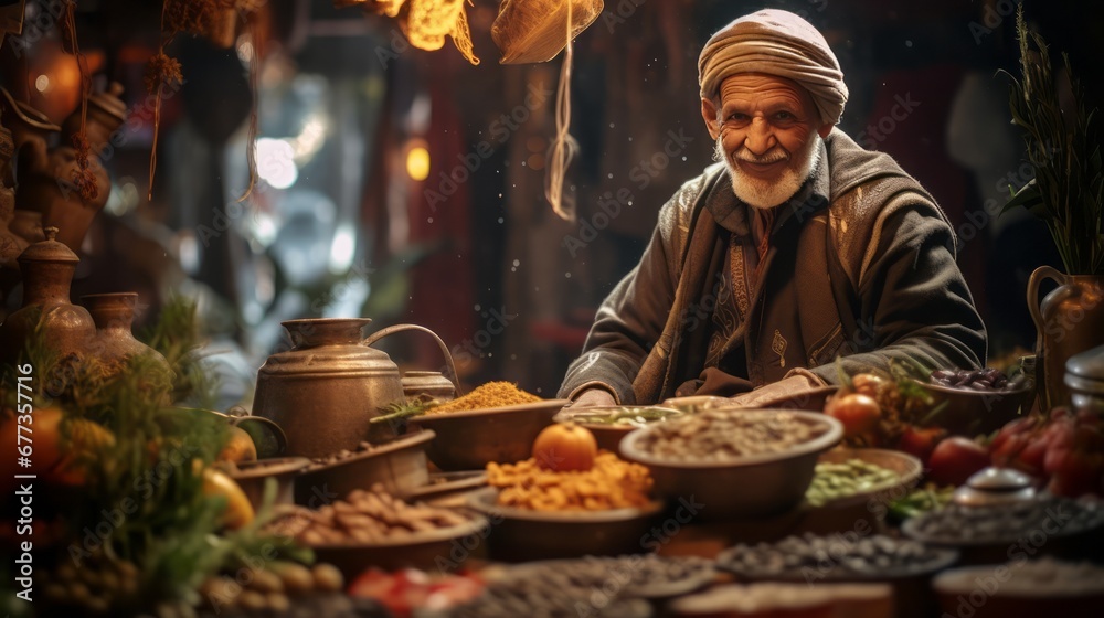 merchant in popular market morocco merchant in popular market morocco