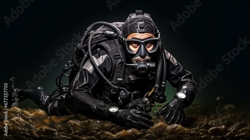 diver at the bottom of the sea