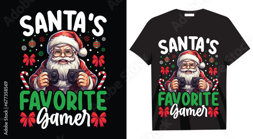 Santa's Favorite Gamer T-Shirt Design