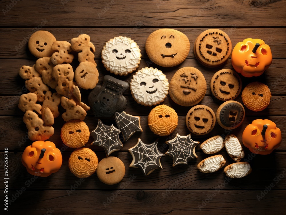 Obraz premium Gingerbread on wood background. Winter holiday concept.