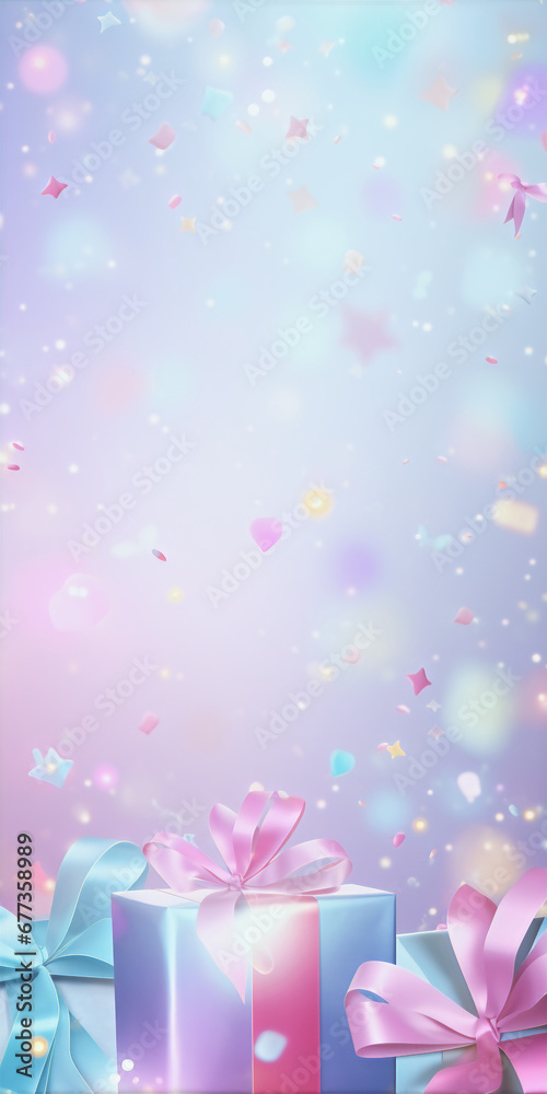 Fototapeta premium Birthday Balloon Party Background Invitation Gift Box Parcels Card Anniversary Celebration