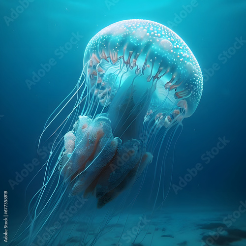 a jellyfish in the sea. Generative AI