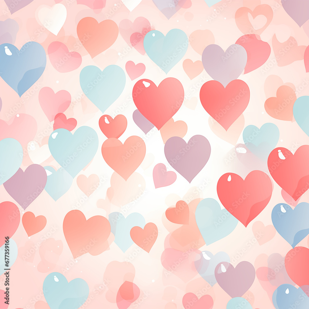Cute soft pink background with hearts. Screensaver for Valentine's Day.