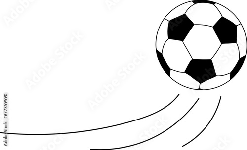 Soccer ball in flight with copy space for text. Sport background vector illustration