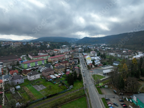 Aerial view of Medzilaborce town, Slovakia.  © Longstride