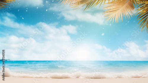beautiful wallpaper sea view with palm trees and sun and sand