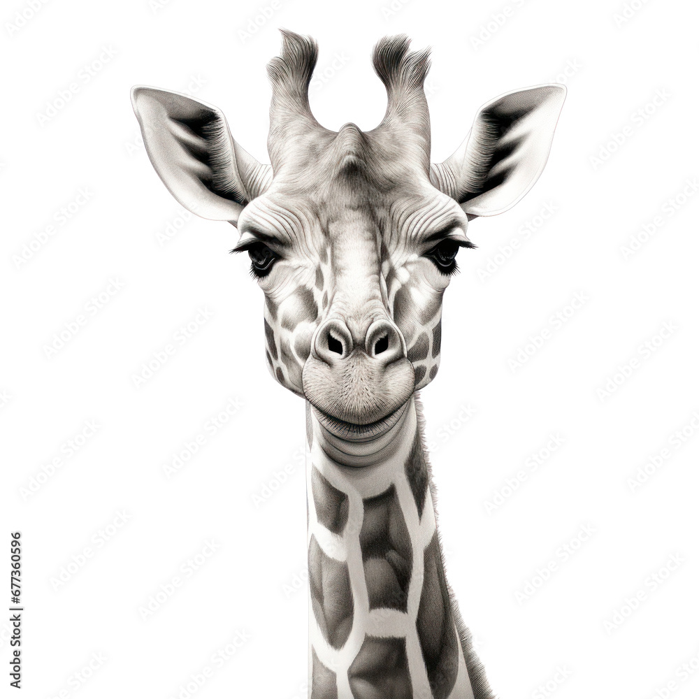 Obraz premium animal giraffe portrait isolated on white background
