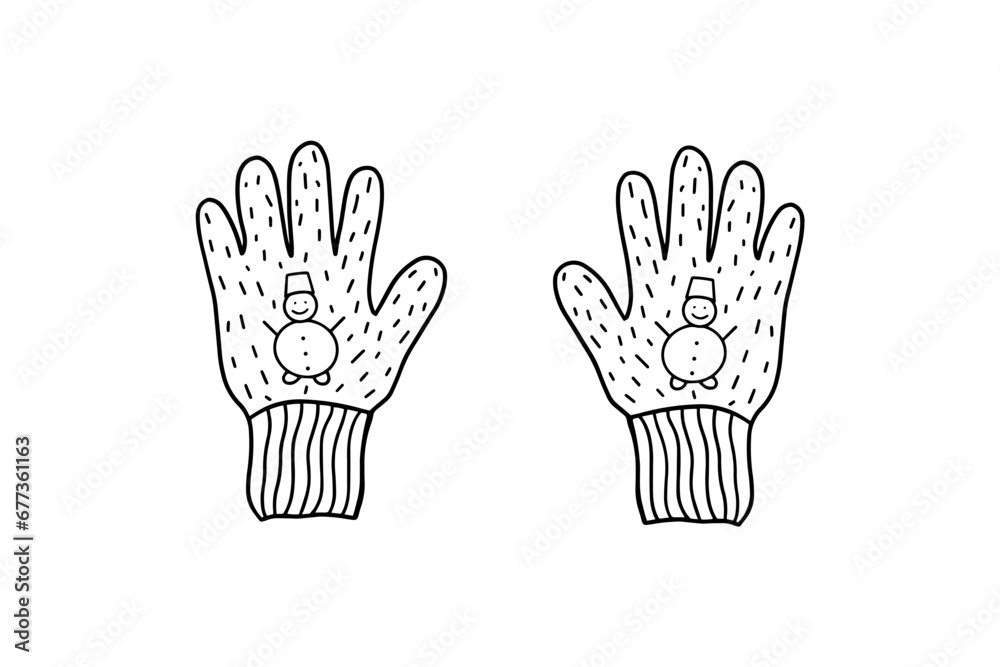 Cute knitted mittens in doodle style Cute knitted mittens in doodle style