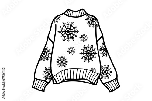 Knitted wool sweater in doodle style