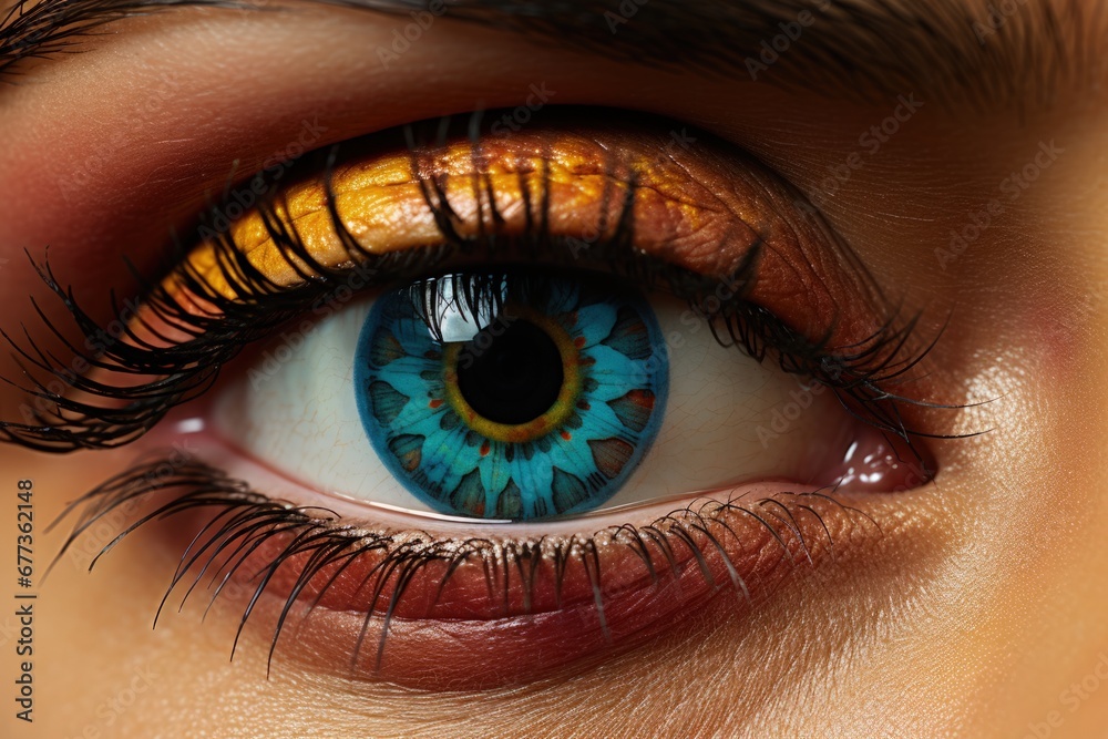 Fototapeta premium Multi-cultural eye close-ups expressing deep emotions in vivid elemental hues 