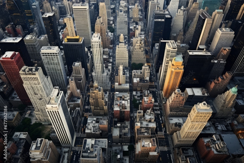 Fototapeta premium aerial view of skyscrapers in new york city