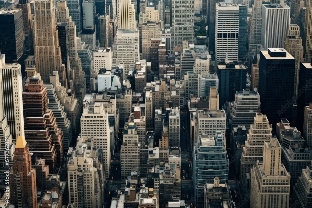 Fototapeta premium aerial view of skyscrapers in new york city