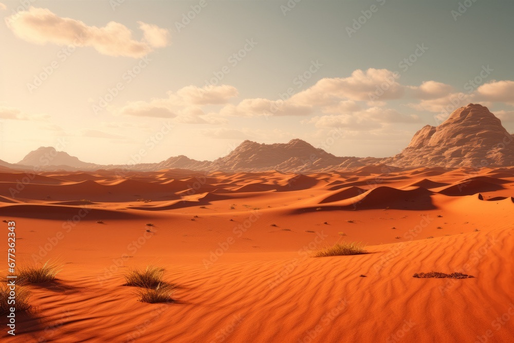 Naklejka premium landscape view of sand dunes in an arid desert