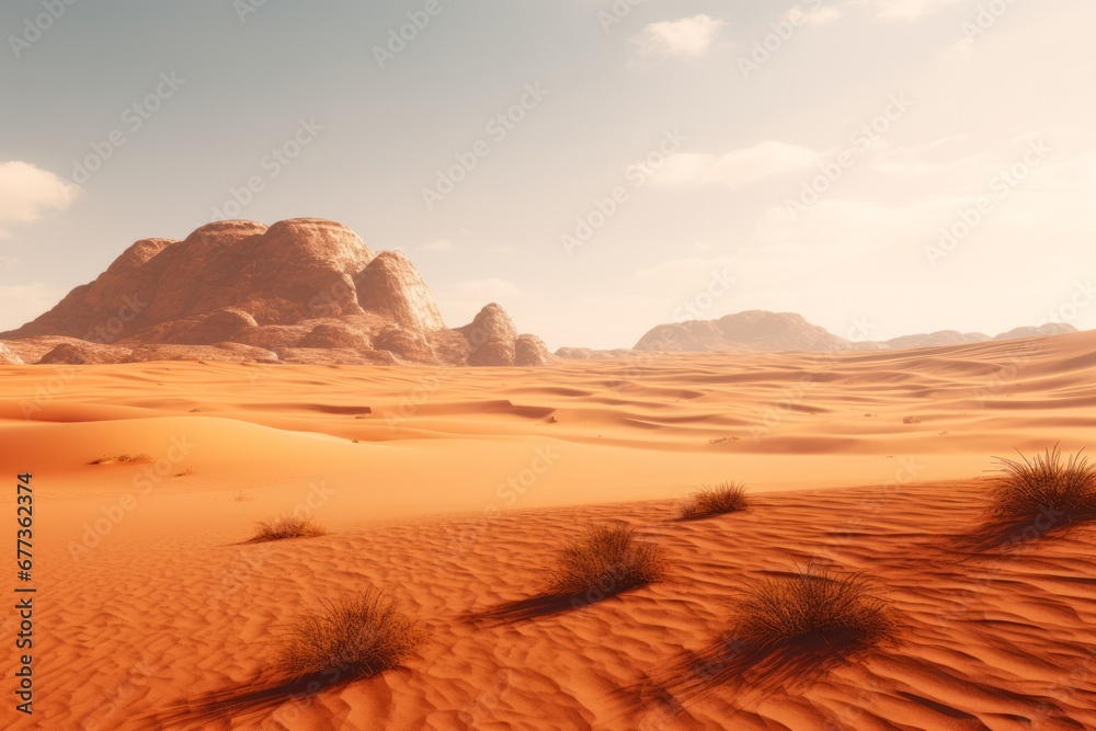 landscape view of sand dunes in an arid desert