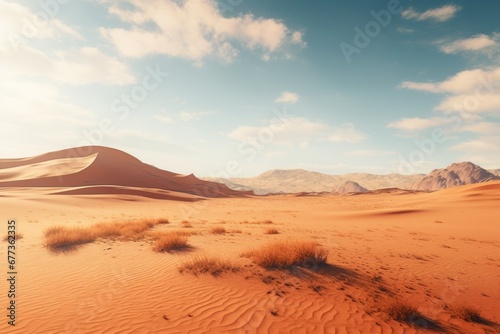 landscape view of sand dunes in an arid desert