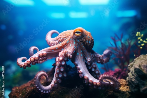 octopus swimming underwater in the sea water