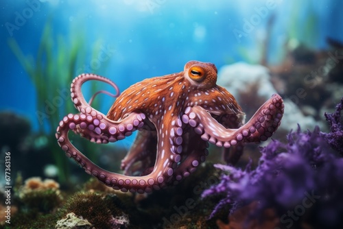 octopus swimming underwater in the sea water © urdialex