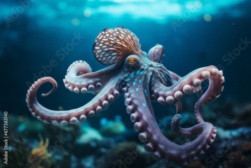 octopus swimming underwater in the sea water © urdialex