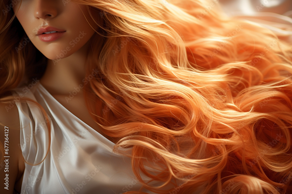 close up of silky luxury curly hair