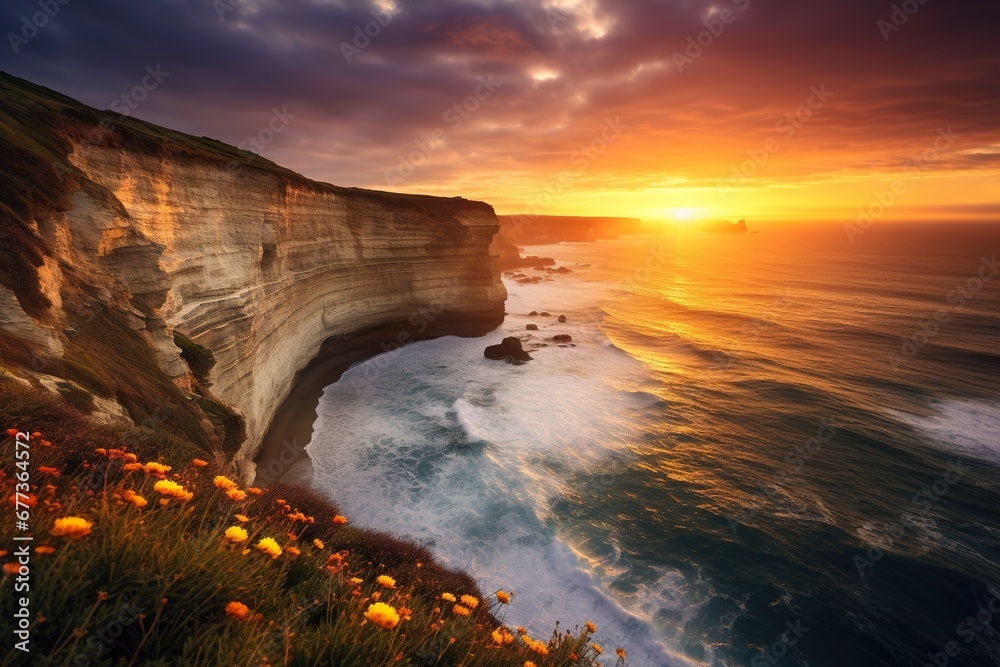 Picturesque coastal cliffs by the sea
