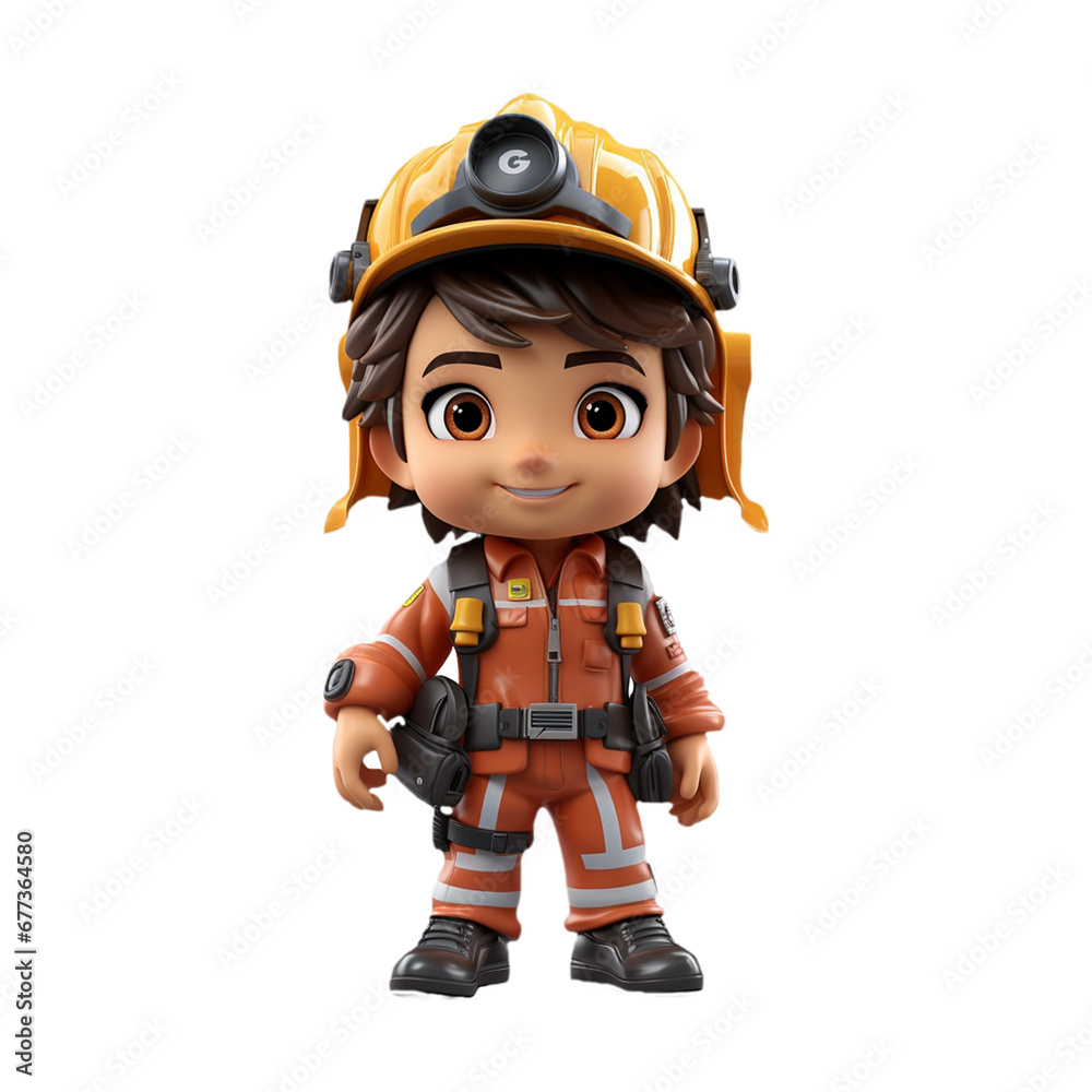 3d firefighter isolated on isolated transparent background png. Generated with Ai 3d firefighter isolated on isolated transparent background png. Generated with Ai