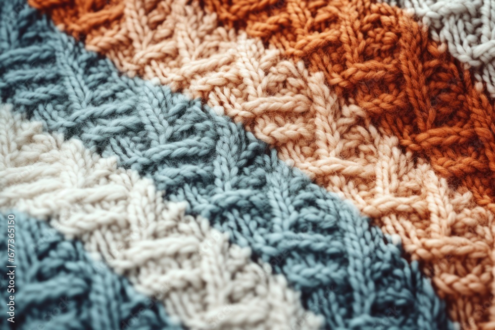 Close-up view of knit pattern with beautiful holiday colors. Winter seasonal concept.