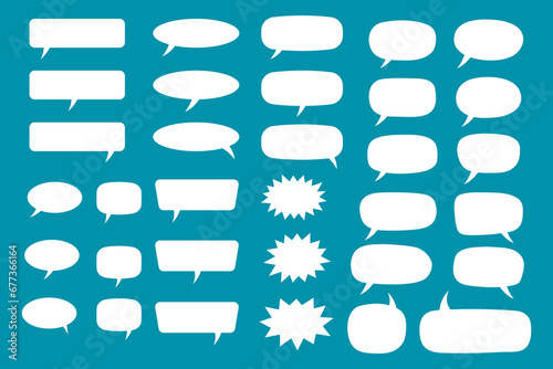 Set of speech bubbles. Speak bubble text, cartoon chatting box, message box. Blank empty white speech bubbles.