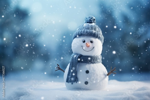 Cute snowman in Winter. Winter seasonal concept. © rabbit75_fot
