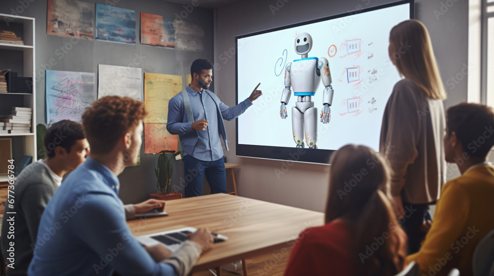 Modern Tech Presentation in the Classroom Generate by AI. Modern Tech Presentation in the Classroom Generate by AI.
