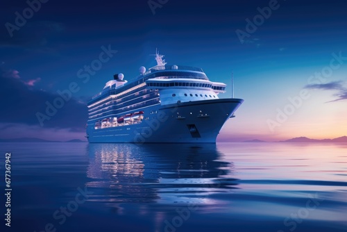 Luxury cruise ship in sea at dusk. Vacation travel concept. © rabbit75_fot