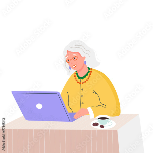 Grandma Or Senior Woman With Laptop