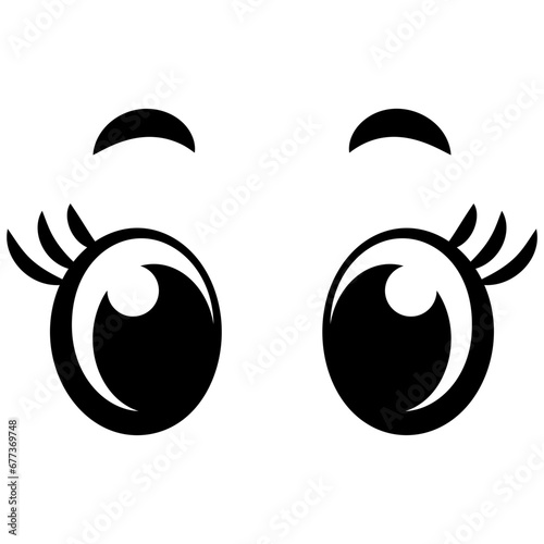 black kawaii cartoon eyes