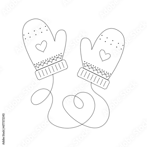 Winter mittens. Tracing lines. Educational worksheets.