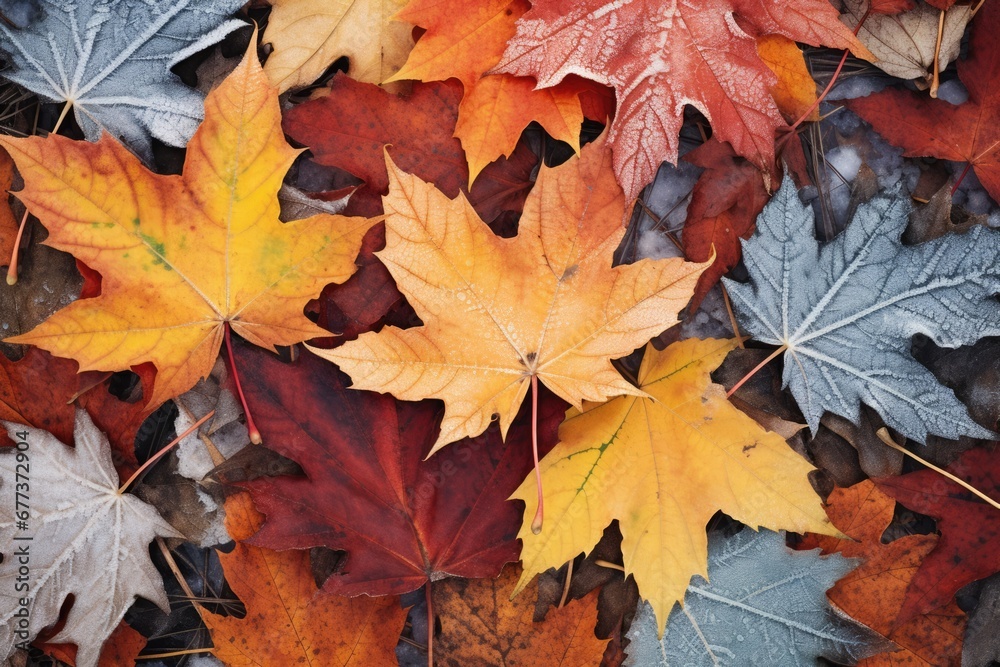 Close-up view of colorful Autumn tree leaves background. Autumn seasonal concept.