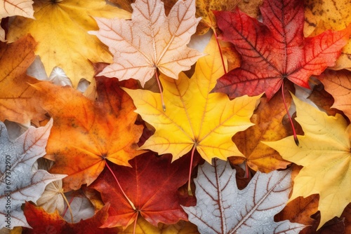 Close-up view of colorful Autumn tree leaves background. Autumn seasonal concept.