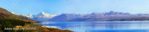 NZ Mt Cook lake lookout tele pan photo